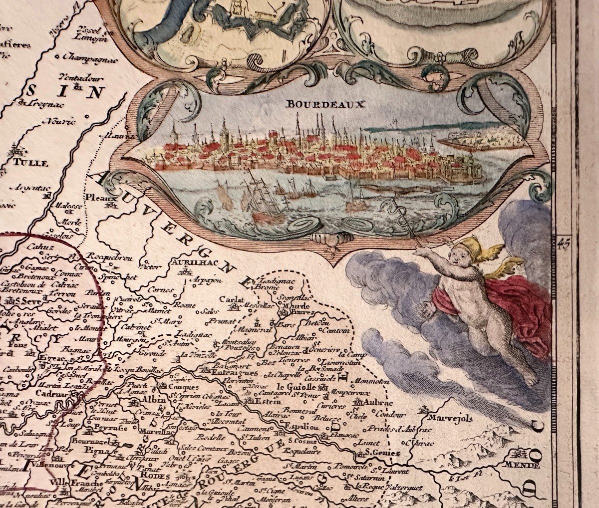 Carte d'Aquitaine Par Johann Baptist Homann Datant Des Années 1720 à Nuremberg-photo-3