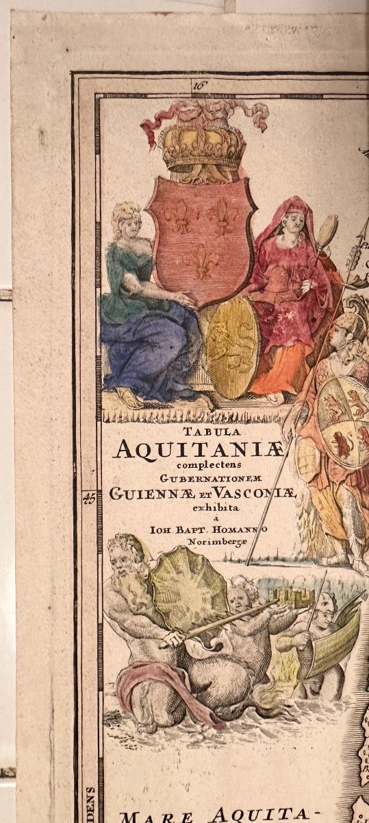 Carte d'Aquitaine Par Johann Baptist Homann Datant Des Années 1720 à Nuremberg-photo-4