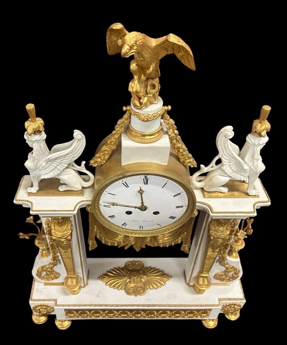 Imperial Manufacture Of Sèvres Monumental Clock In Gilt Bronze And Biscuit 19th Century Oudin Dial-photo-2