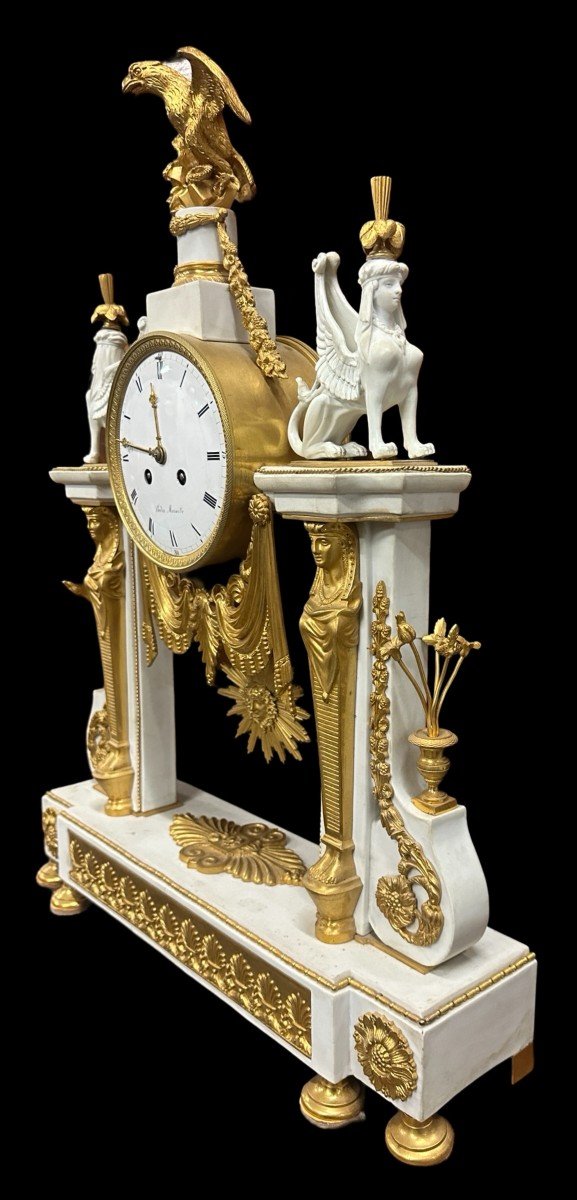 Imperial Manufacture Of Sèvres Monumental Clock In Gilt Bronze And Biscuit 19th Century Oudin Dial-photo-3