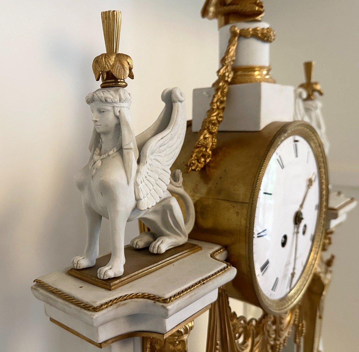 Imperial Manufacture Of Sèvres Monumental Clock In Gilt Bronze And Biscuit 19th Century Oudin Dial-photo-3