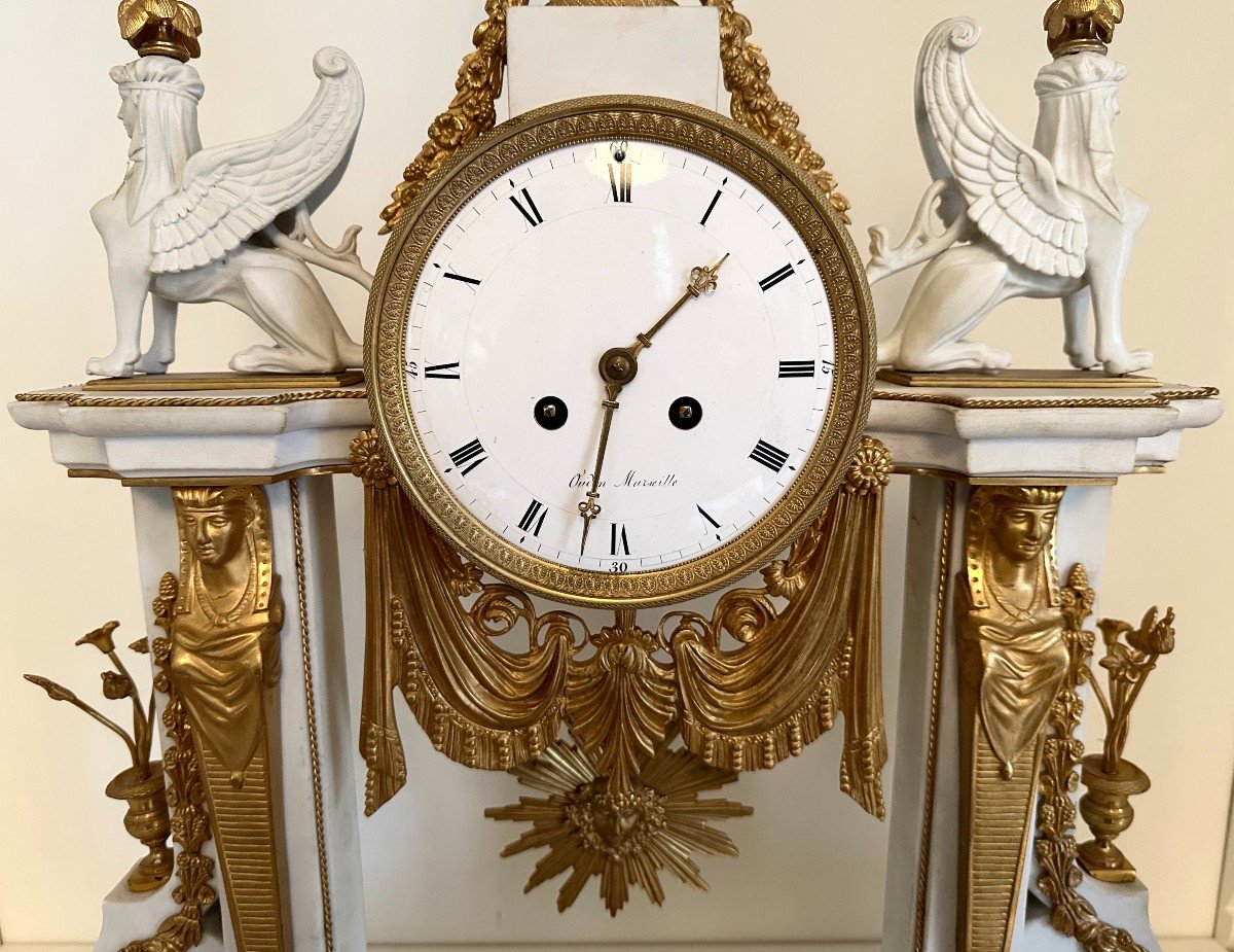 Imperial Manufacture Of Sèvres Monumental Clock In Gilt Bronze And Biscuit 19th Century Oudin Dial-photo-4