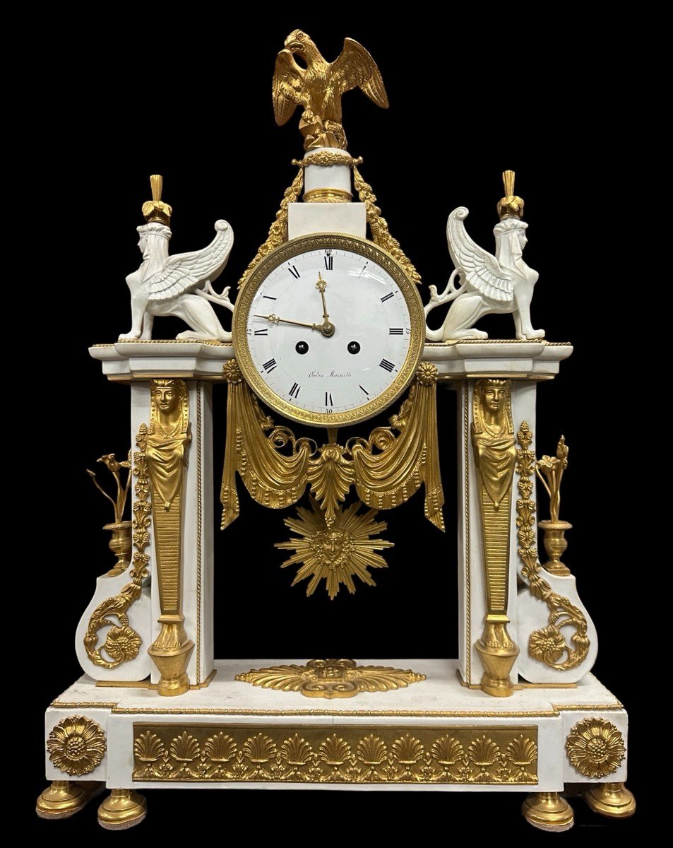 Imperial Manufacture Of Sèvres Monumental Clock In Gilt Bronze And Biscuit 19th Century Oudin Dial