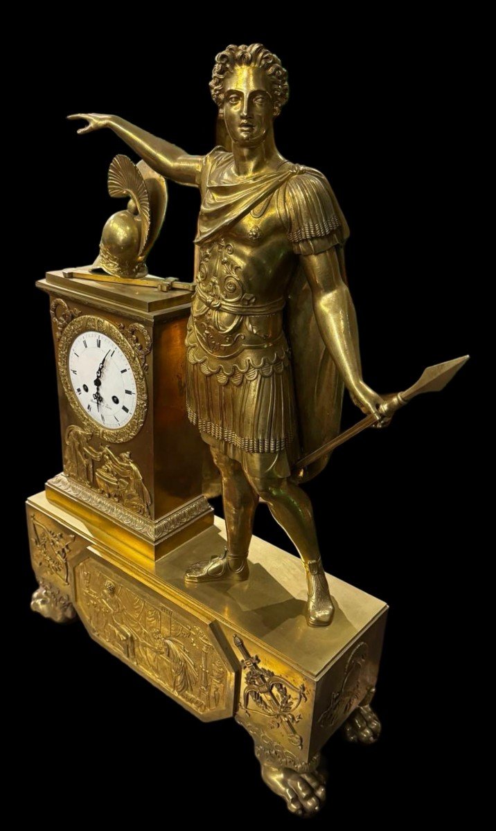 Rare And Monumental Empire Clock To The Glory Of Achilles Attributed To Pierre François Feuchère-photo-3