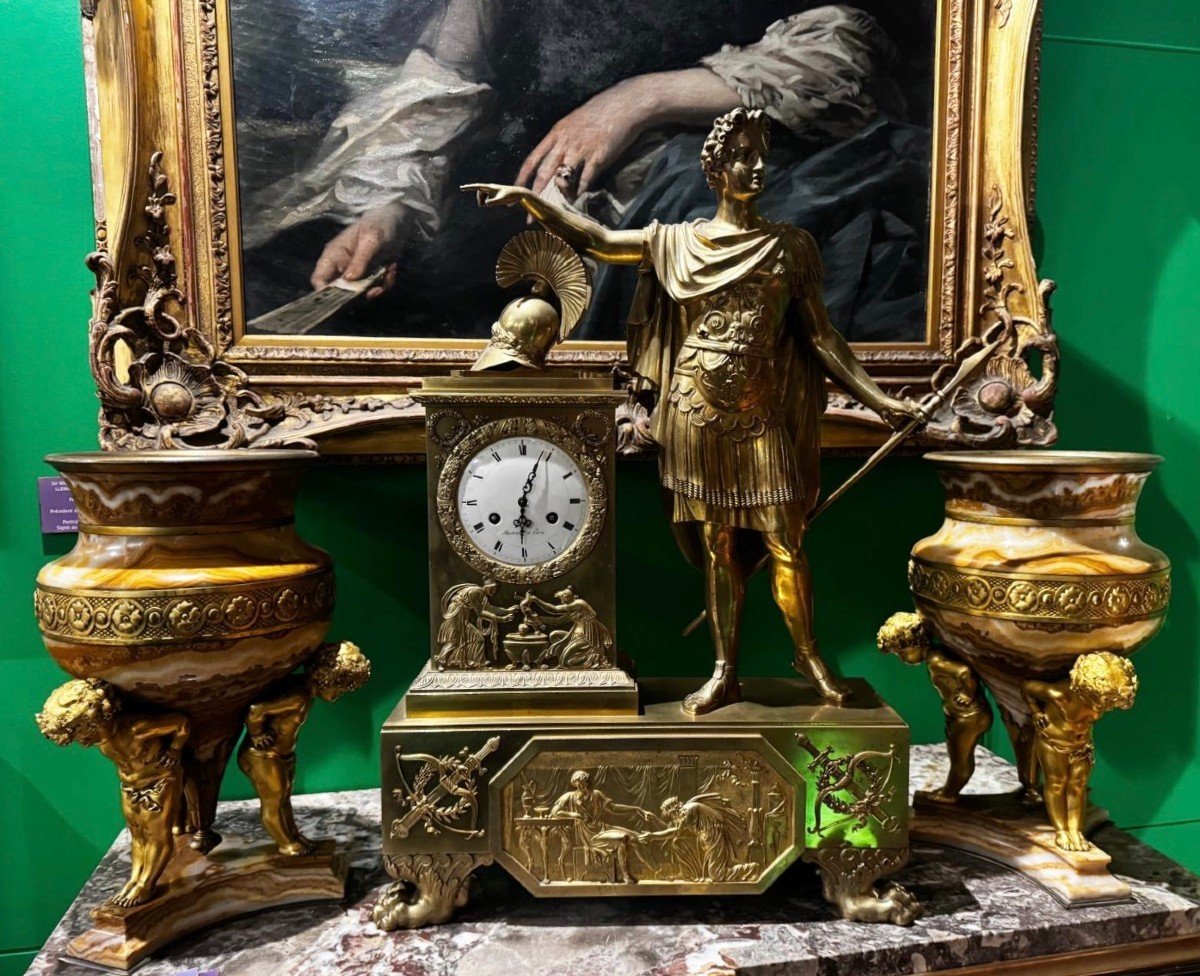 Rare And Monumental Empire Clock To The Glory Of Achilles Attributed To Pierre François Feuchère-photo-2