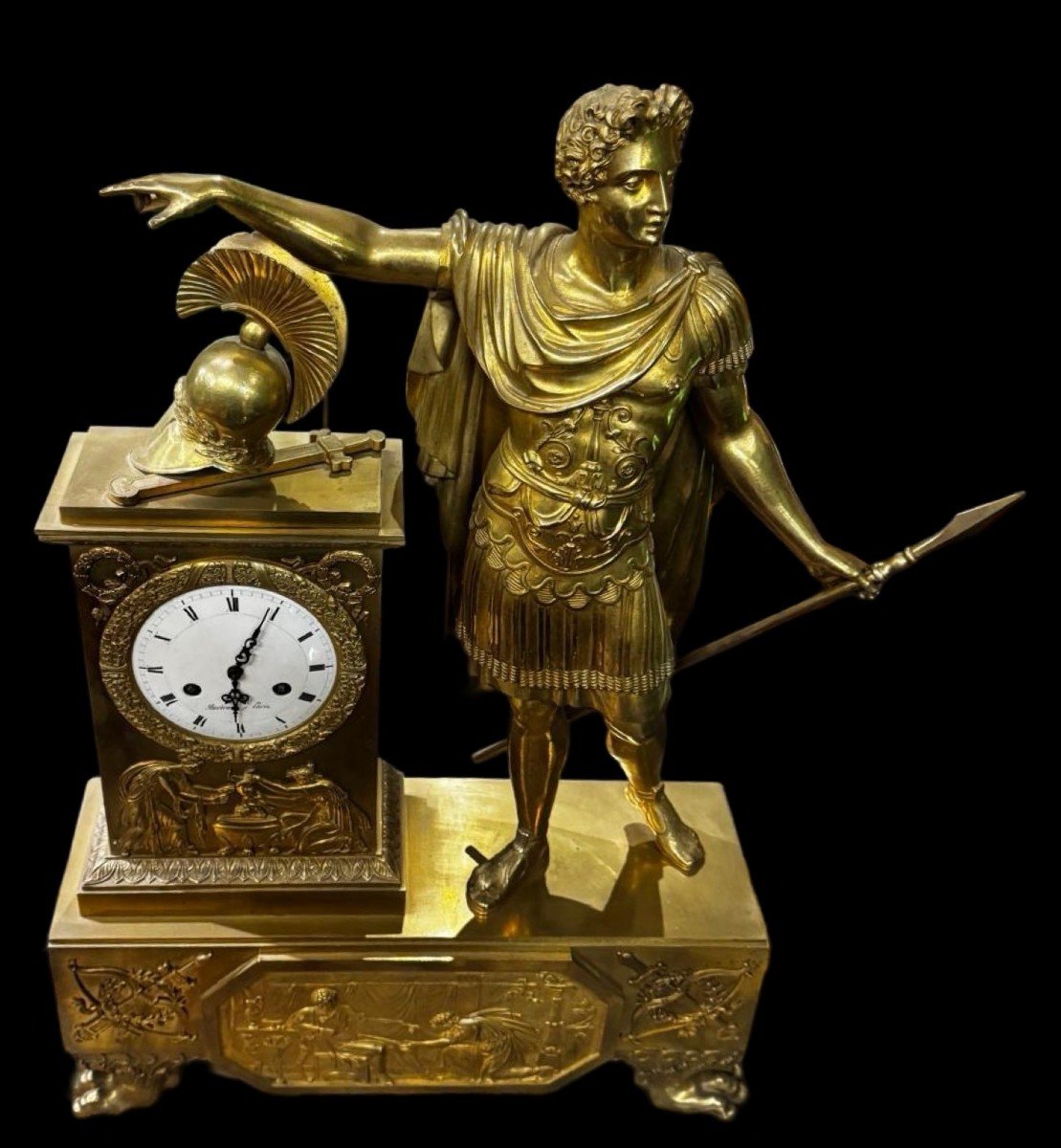 Rare And Monumental Empire Clock To The Glory Of Achilles Attributed To Pierre François Feuchère-photo-4