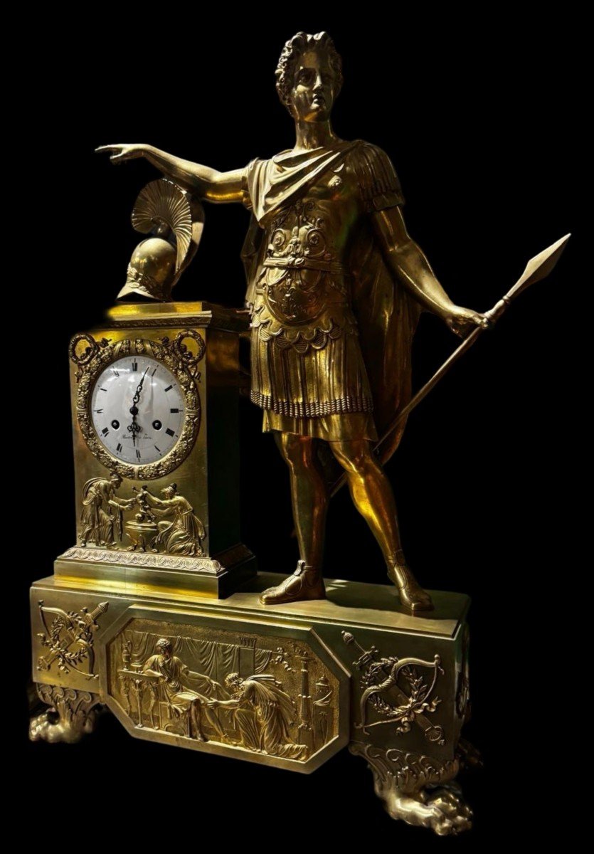 Rare And Monumental Empire Clock To The Glory Of Achilles Attributed To Pierre François Feuchère-photo-6