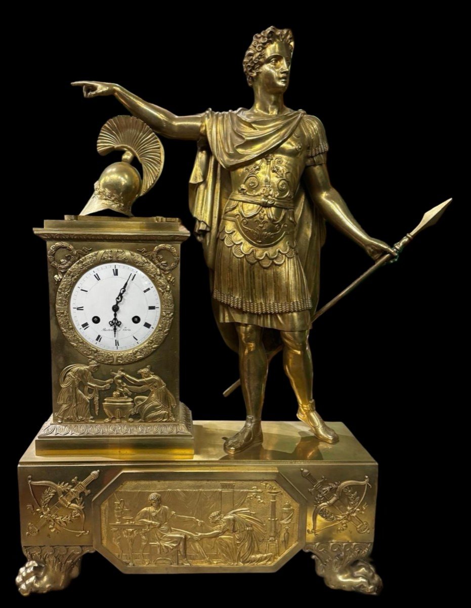 Rare And Monumental Empire Clock To The Glory Of Achilles Attributed To Pierre François Feuchère