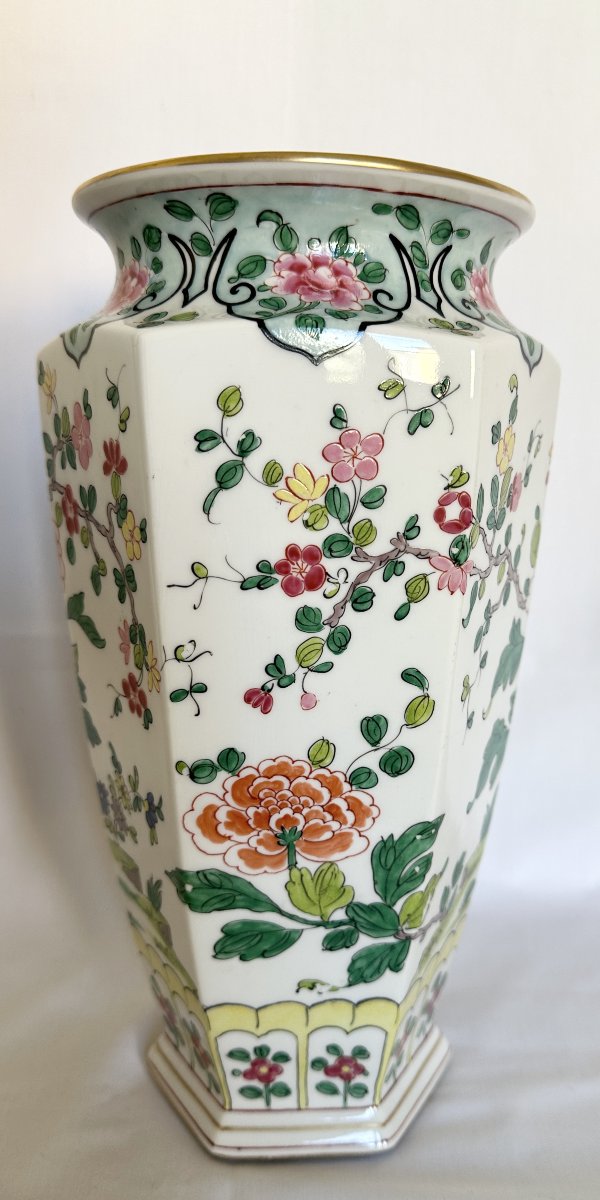 Antique Large Bernardaud Porcelain Vase, Early 20th Century, Japanese Phoenix Decor-photo-4