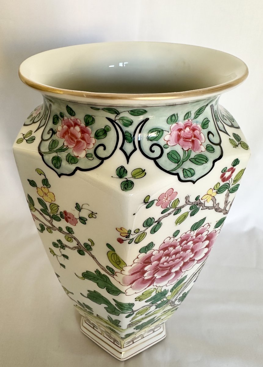 Antique Large Bernardaud Porcelain Vase, Early 20th Century, Japanese Phoenix Decor-photo-6