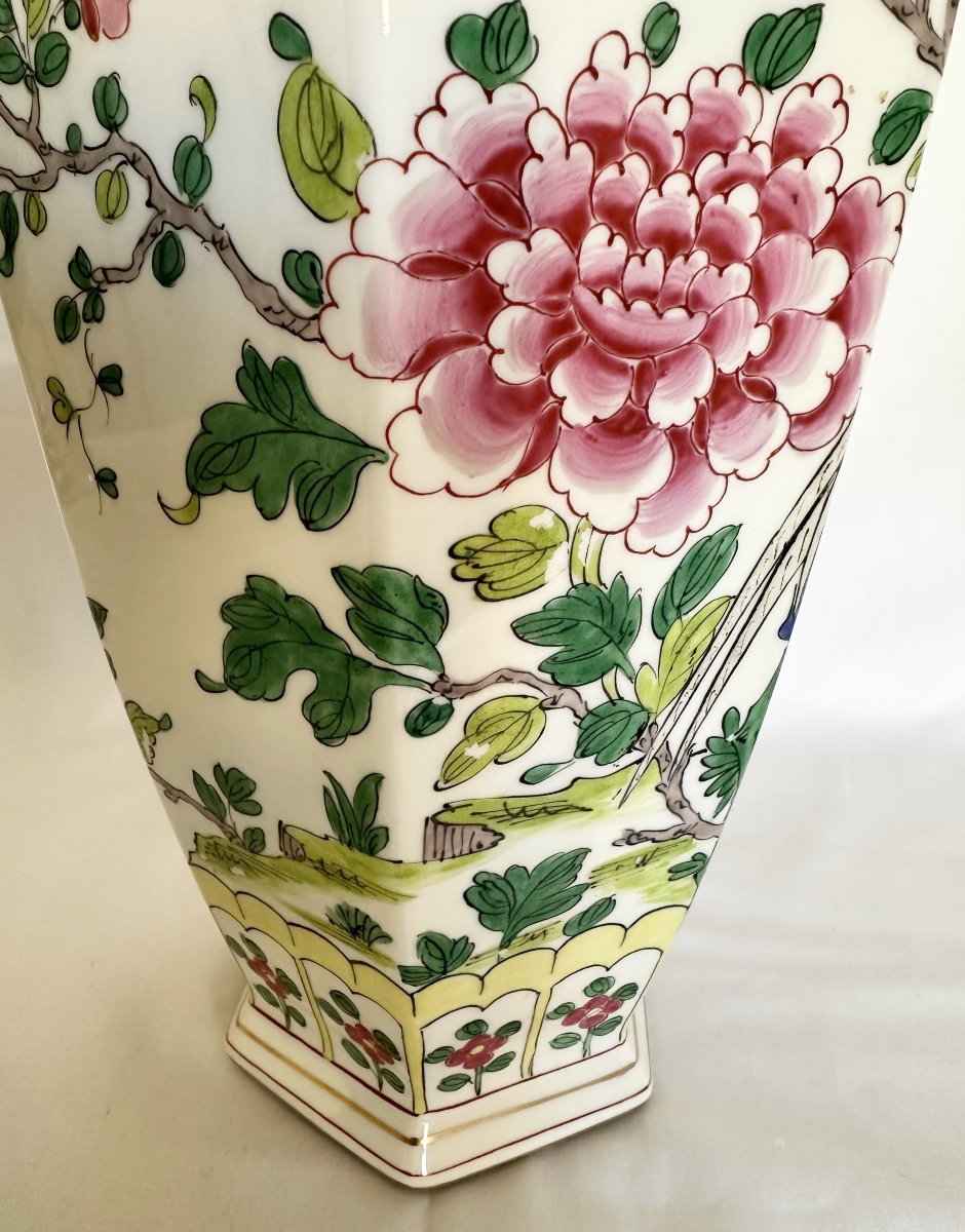 Antique Large Bernardaud Porcelain Vase, Early 20th Century, Japanese Phoenix Decor-photo-7