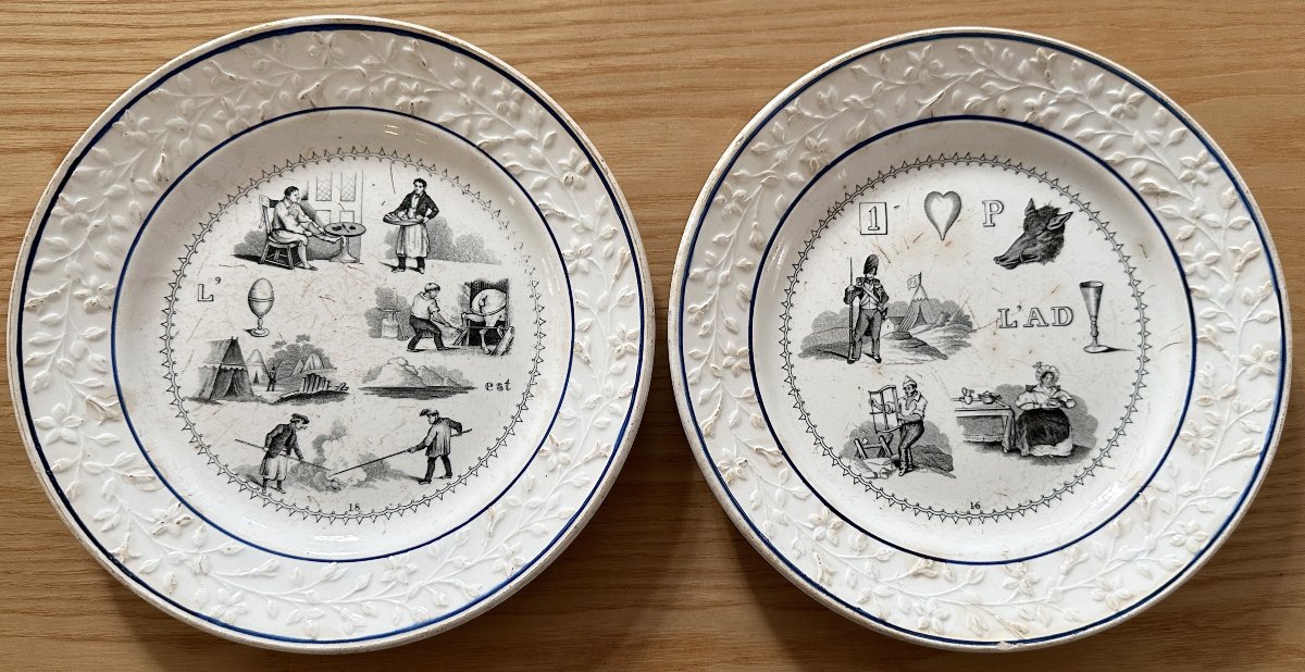 10 Assiettes XIXe Siècle De Gien , St Clément , Tournai , Rouen , Est , Choisy , Sarreguemines-photo-2