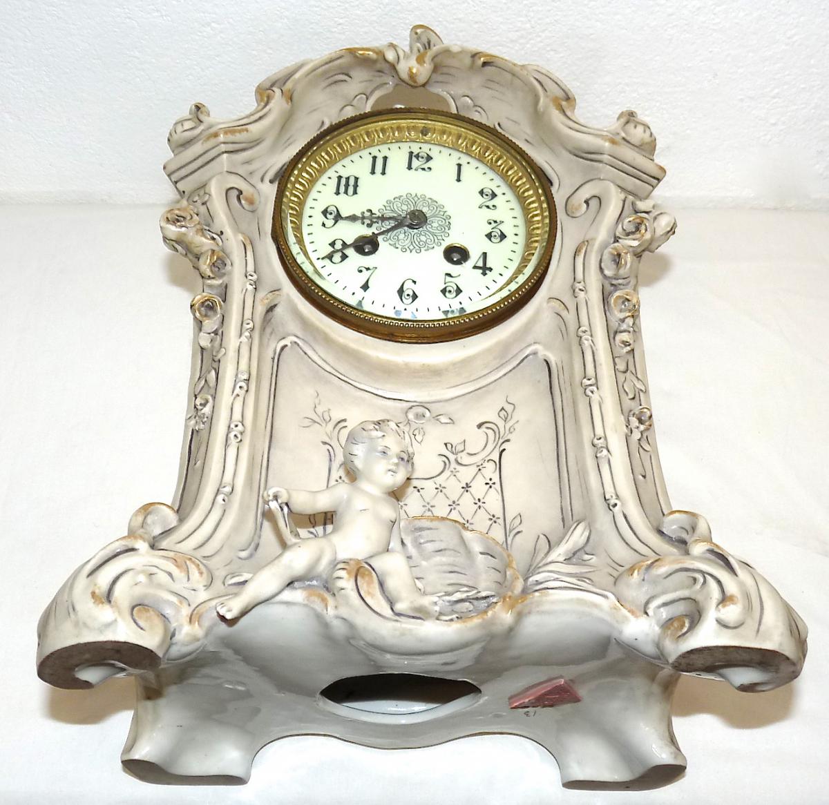 Great Clock Porcelain Art Nouveau Signed Royal Dux Bohémia-photo-3