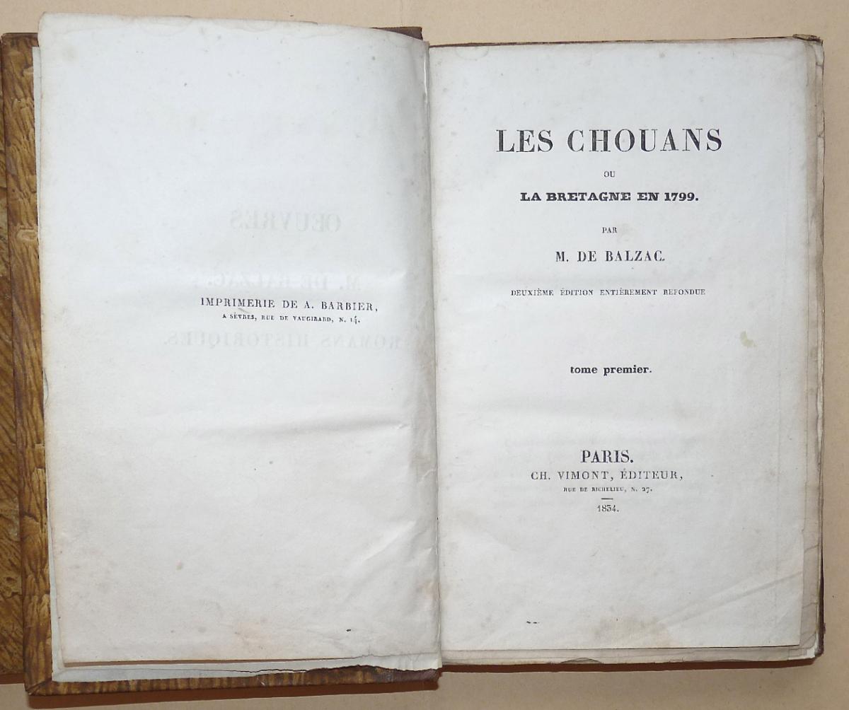 Balzac - The Chouans U Britain In 1799 - Vimont 1834 - Rare Edition In Part Original-photo-2