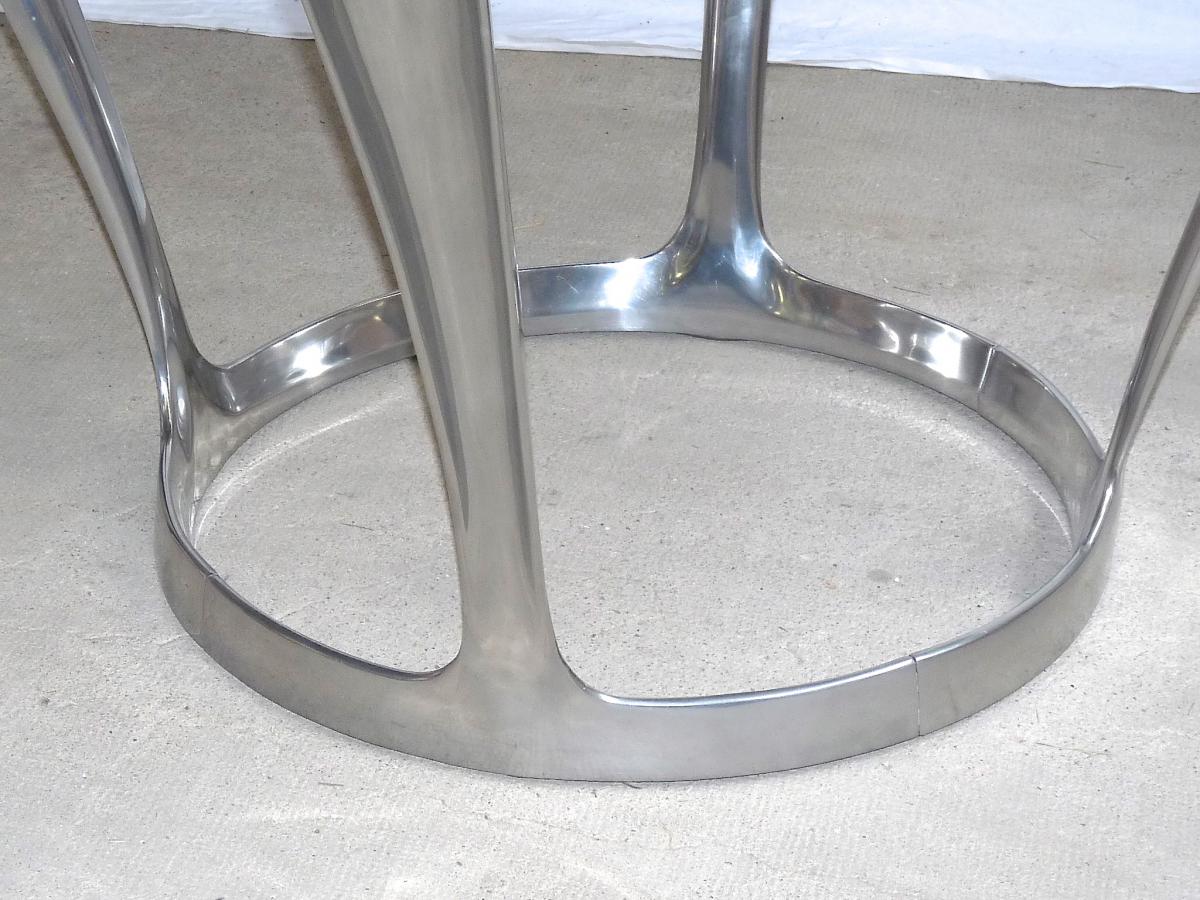 Big Table Design Michèle Charron Period 1970 Cast Aluminum And Smoked Glass-photo-3