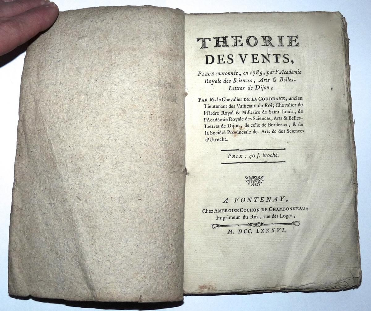 Théorie Des Vents 1786 Par Le Chevalier De La Coudraye Rare Ouvrage Scientifique Avec Sa Carte 