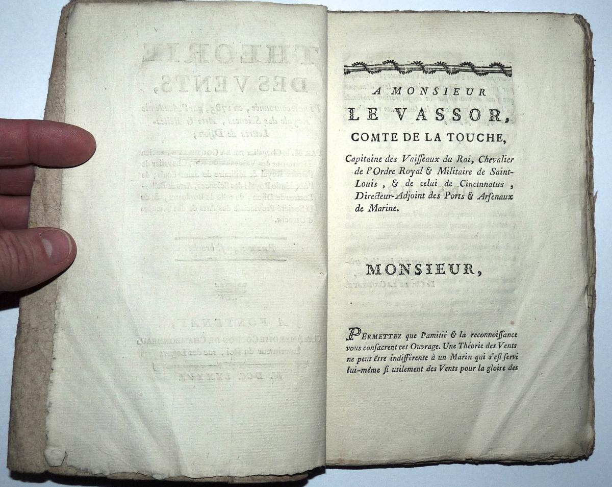 Théorie Des Vents 1786 Par Le Chevalier De La Coudraye Rare Ouvrage Scientifique Avec Sa Carte -photo-3