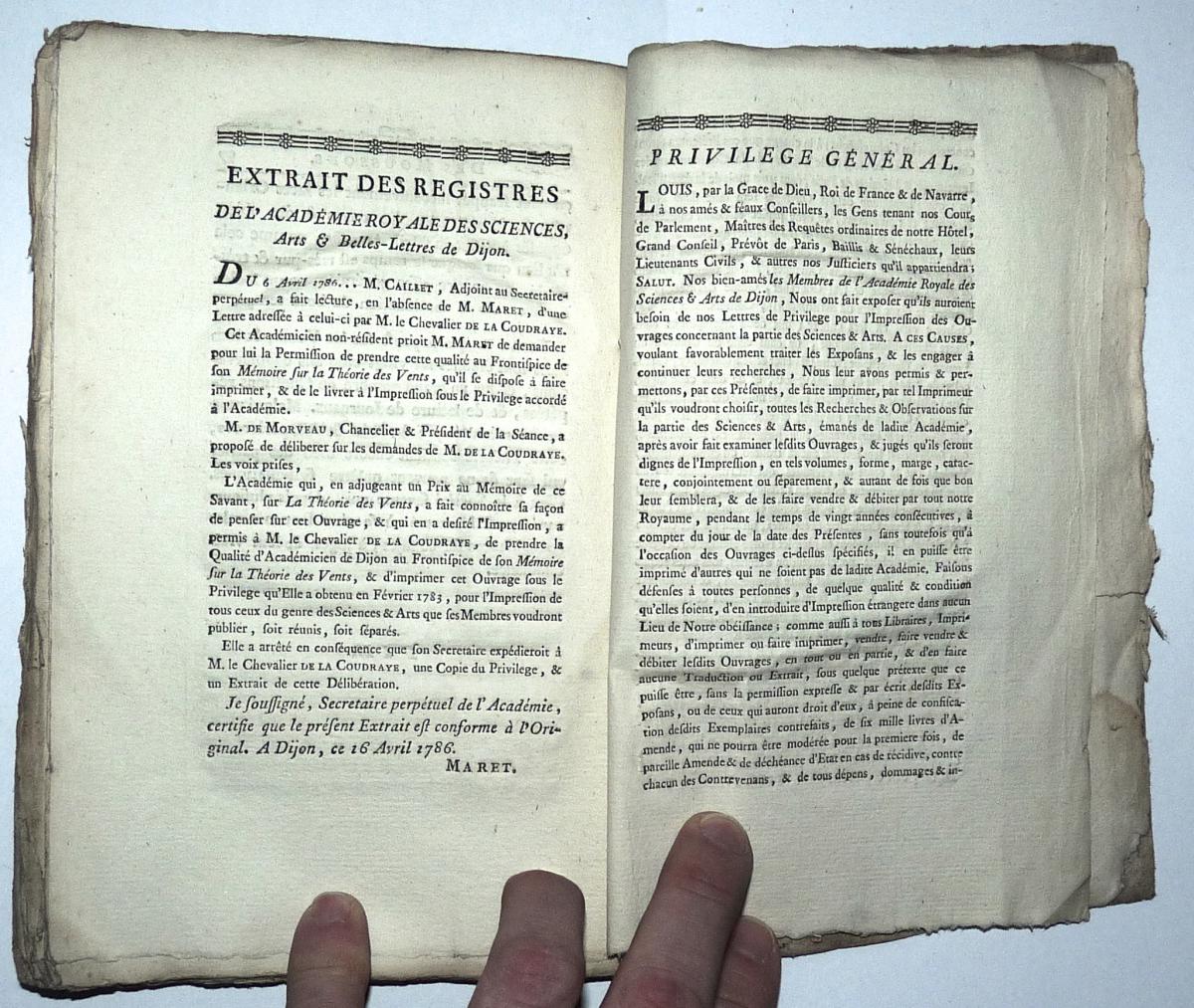 Théorie Des Vents 1786 Par Le Chevalier De La Coudraye Rare Ouvrage Scientifique Avec Sa Carte -photo-6