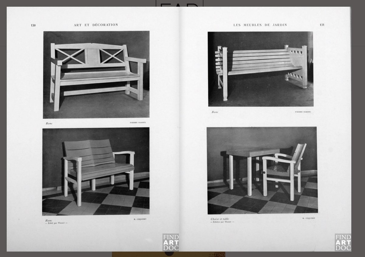 Rare Paire De Bancs Signés Pierre Dariel époque 1928 - Robert Mallet-Stevens-photo-3