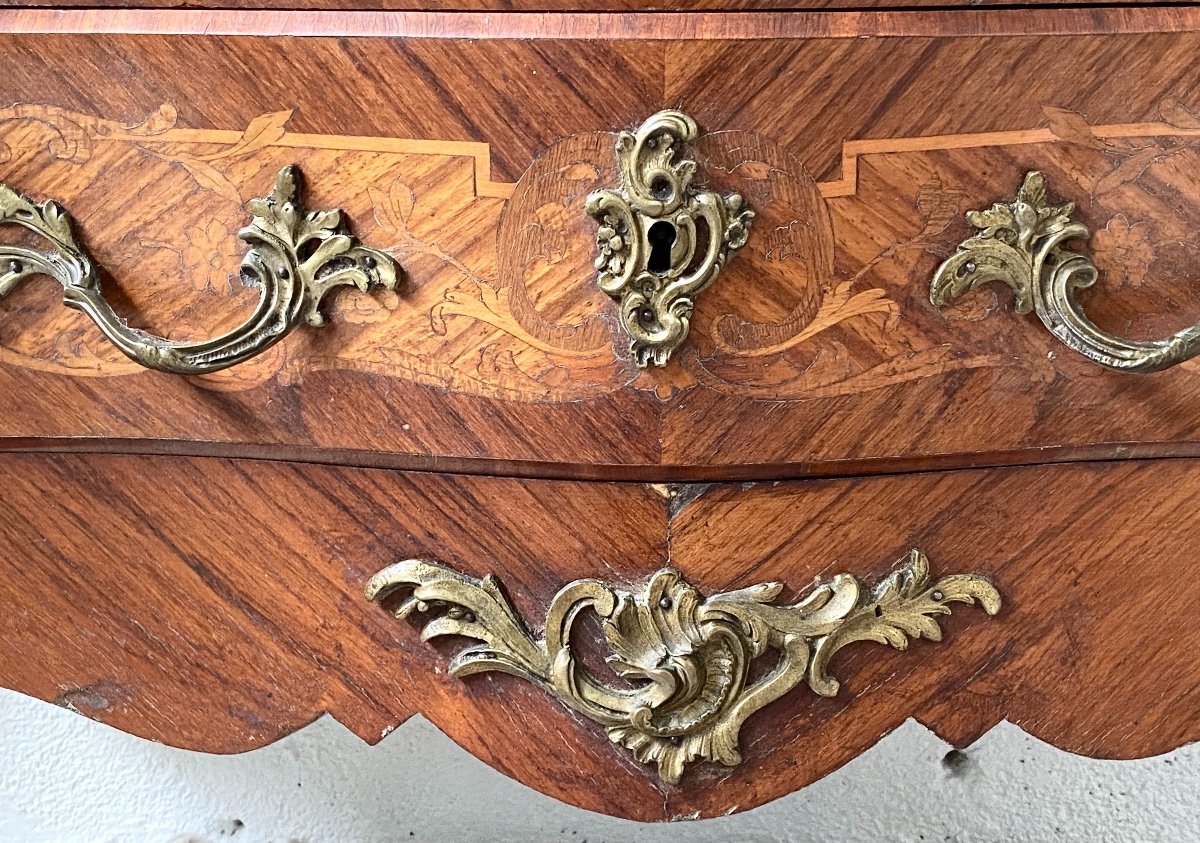 Commode Galbée époque Napoléon III En Marqueterie Style Louis XV-photo-4