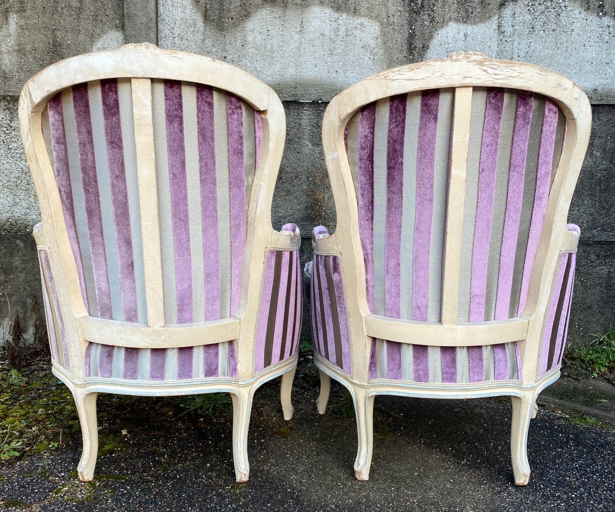 Pair Of Bergeres Style Louis XV Napoleon III Period-photo-3