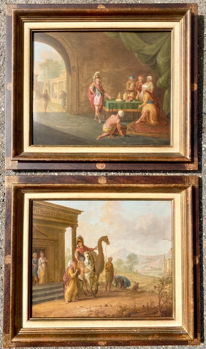 Pair Of Paintings On Copper Eighteenth Century Period German School Collection Stamp