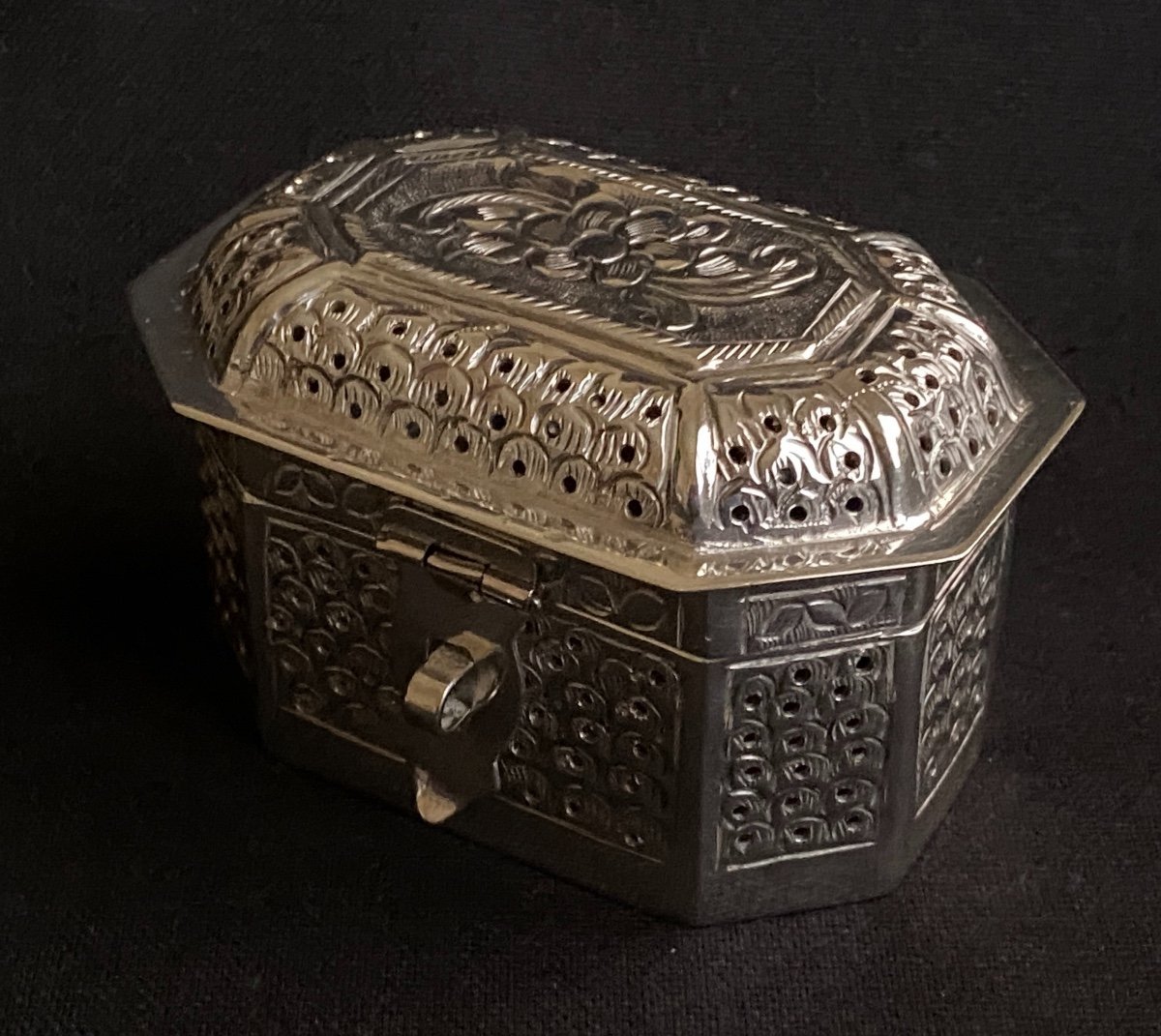 Ottoman Art Incense Box And Pair Of Ring Holders Sterling Silver-photo-2