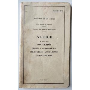 Notice For The Use Of Officers Called To Command North African Muslim Soldiers 1941