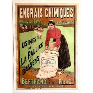 Large Old Advertising Poster Art Nouveau Period 1903 Signed By Franc Malzac Canvas-backed