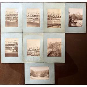 Hippolyte Peragallo 8 Photographies époque 1880 Jeux De Cirque à Nimes Et Jardin De La Fontaine