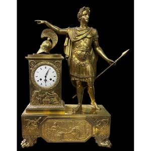 Rare And Monumental Empire Clock To The Glory Of Achilles Attributed To Pierre François Feuchère