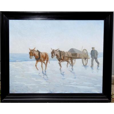 Charles Ancelin "goémonier Hitch" Painting On Canvas Signed And Dated 1914