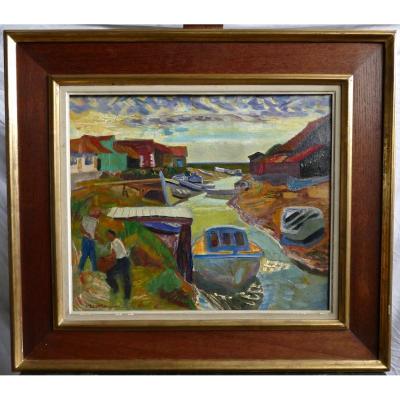 Oil On Canvas Signed Berthommé Saint André From 1952