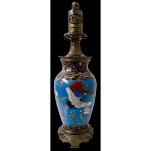 Lampe En Bronze Et Emaux Cloisonnés Du Japon époque Napoléon III