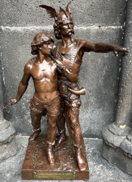 Patinated Bronze "vercingetorix And Young Gaul"