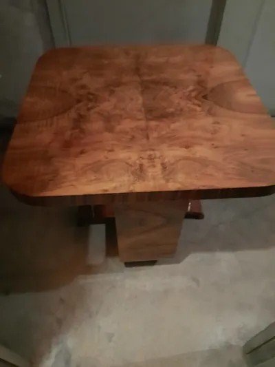 Modernist Art Deco Walnut Burl Table-photo-4