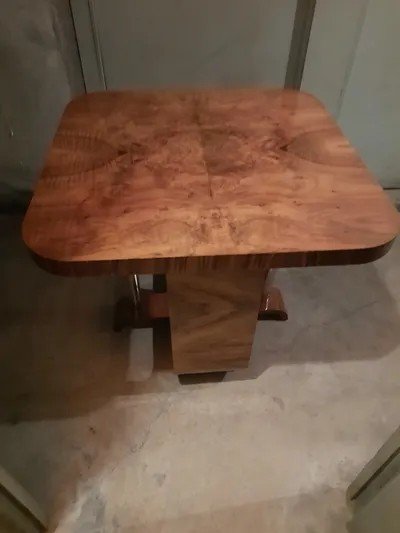 Modernist Art Deco Walnut Burl Table-photo-2