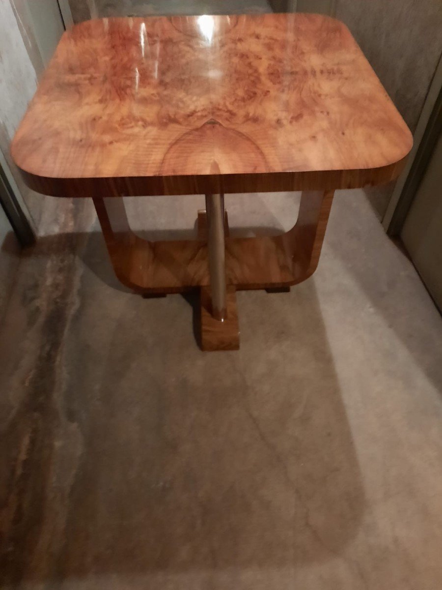 Modernist Art Deco Walnut Burl Table-photo-3