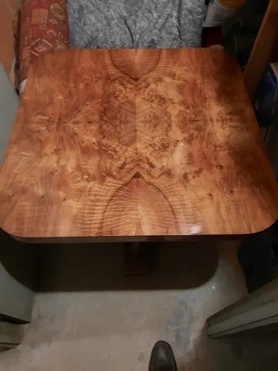 Modernist Art Deco Walnut Burl Table-photo-7