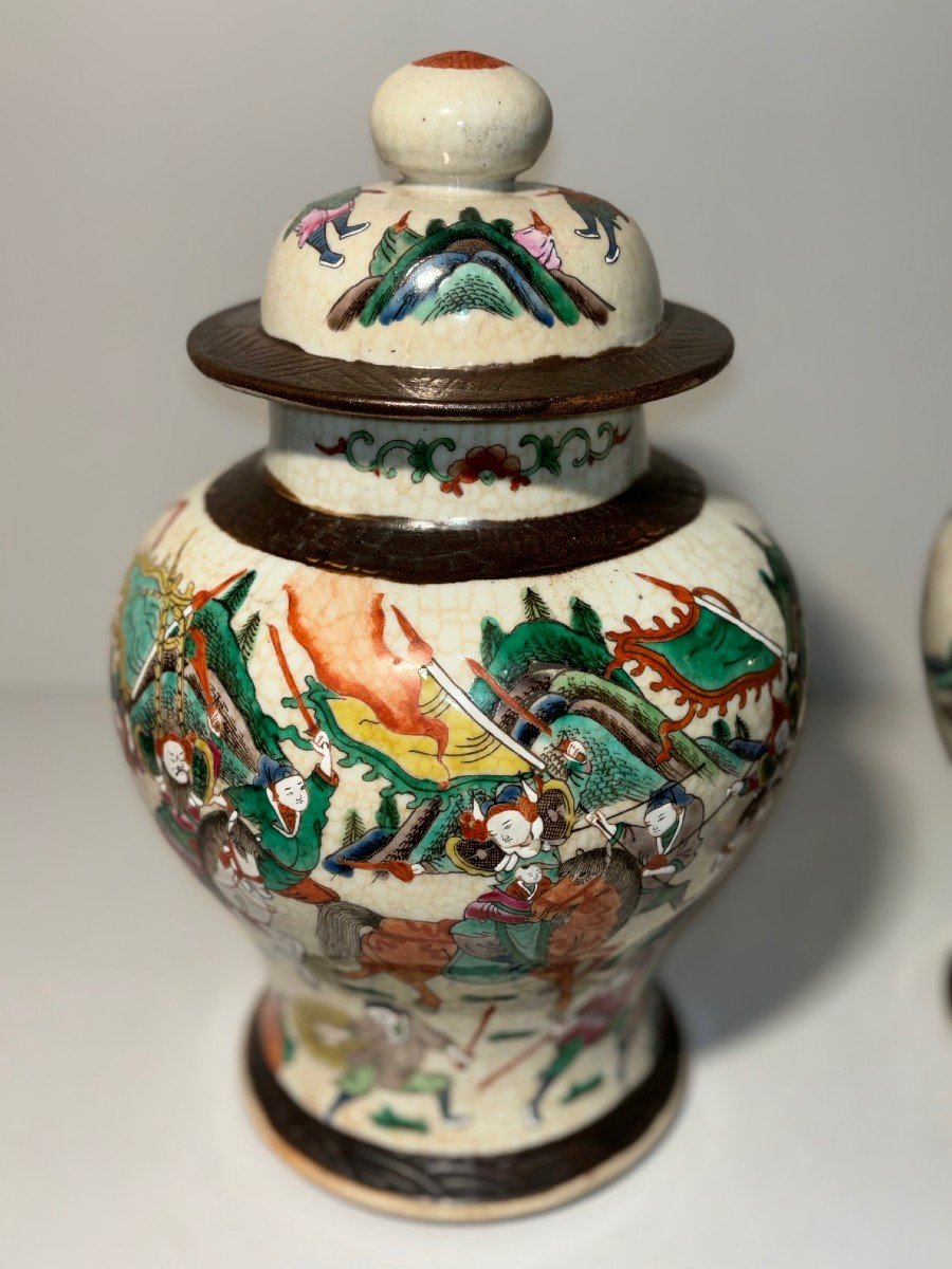 Paire De Vases Chinois Nankin/nanjing Qing Dynastie-photo-3