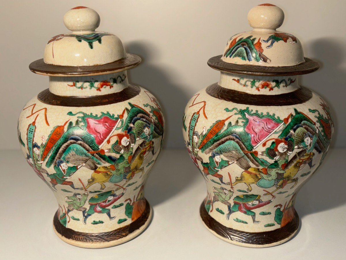 Paire De Vases Chinois Nankin/nanjing Qing Dynastie-photo-4