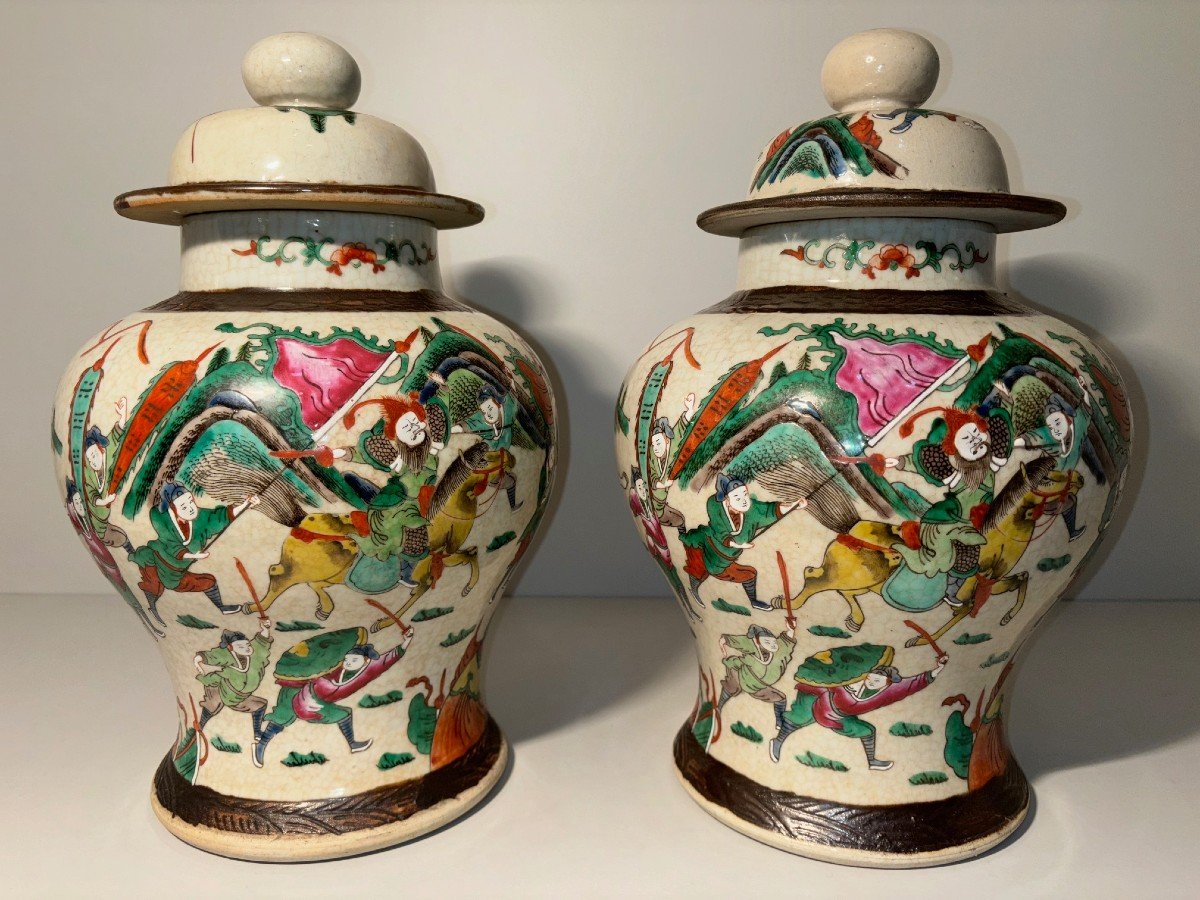 Paire De Vases Chinois Nankin/nanjing Qing Dynastie-photo-5