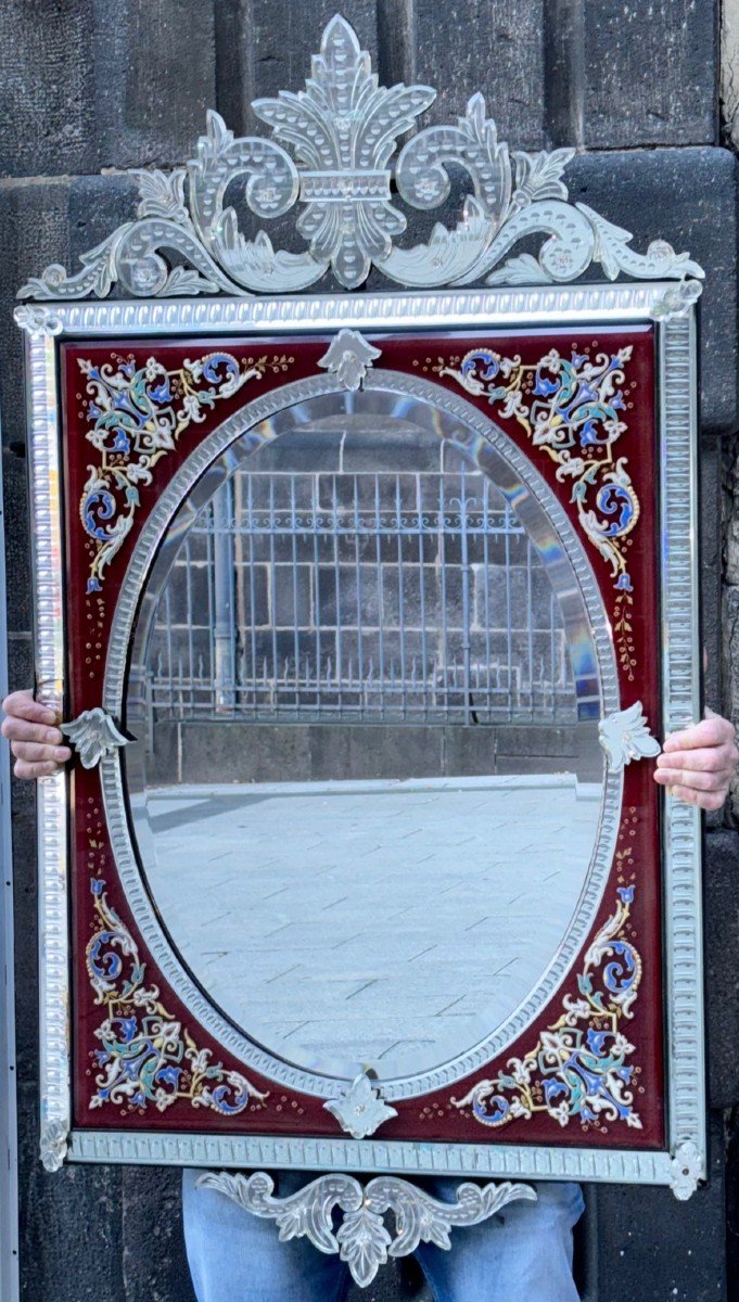 Miroir De Venise Fleurs émaillées-photo-4