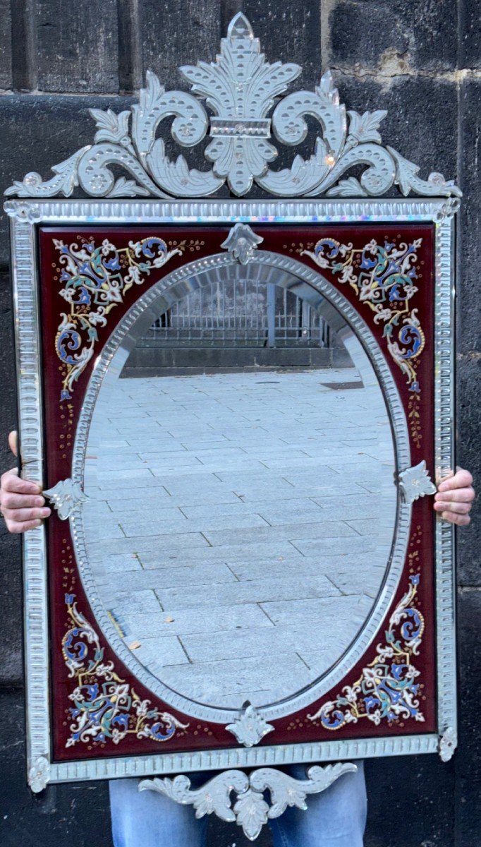 Miroir De Venise Fleurs émaillées