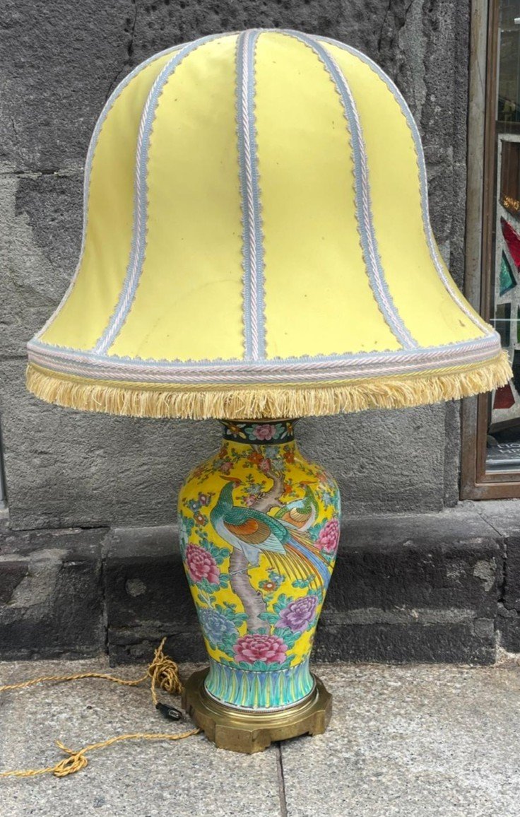 Yellow Vase Mounted In Japanese Porcelain Mounted In Lamp 19th Century-photo-4