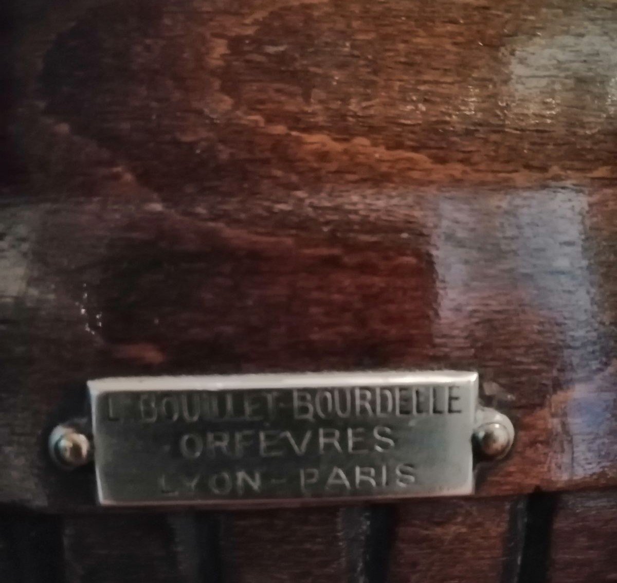 Hot Table, Mahogany And Silver Metal Rolling Cart L.bouillet-bourdelle Goldsmiths-photo-8