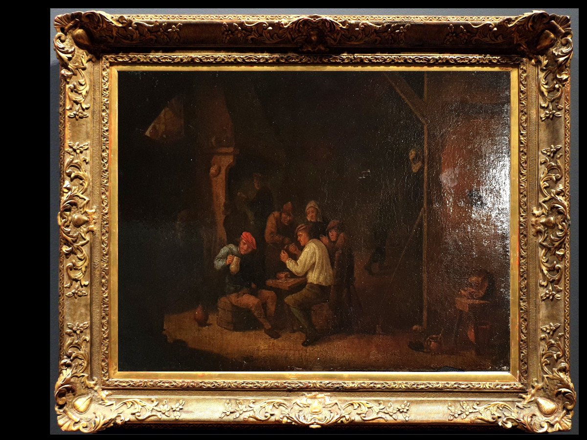 Flandres - Hollande XVIIème SIÈCLE / Scène De Taverne / Atelier David Teniers-photo-1