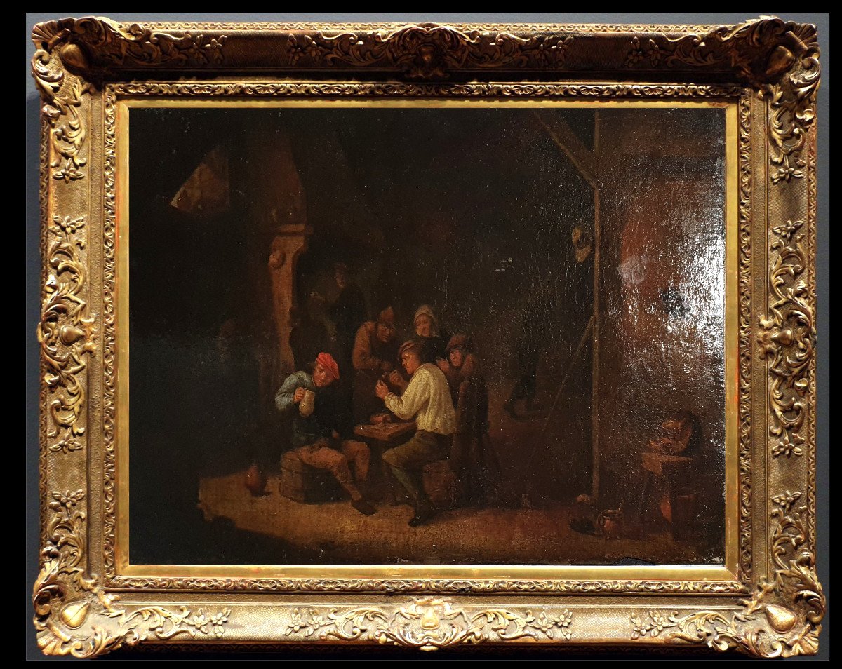 Flandres - Hollande XVIIème SIÈCLE / Scène De Taverne / Atelier David Teniers