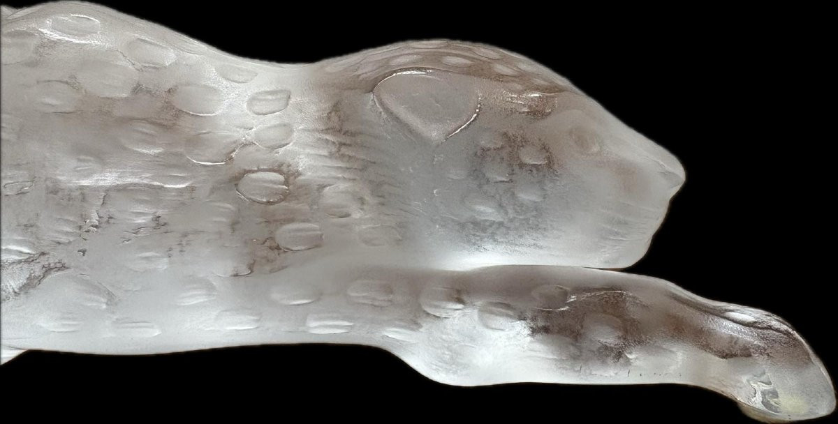 Ancienne Sculpture Lalique Grand Modèle " Panthère Zeila " Art Déco En Cristal-photo-2