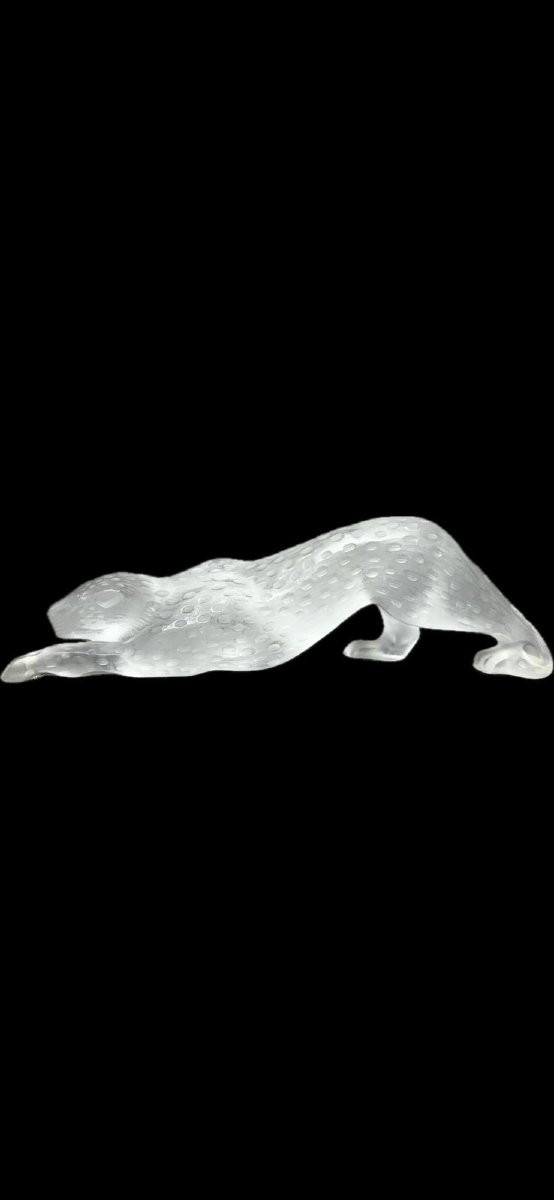 Antique Lalique Sculpture Large Model "panther Zeila" Art Deco Crystal-photo-4